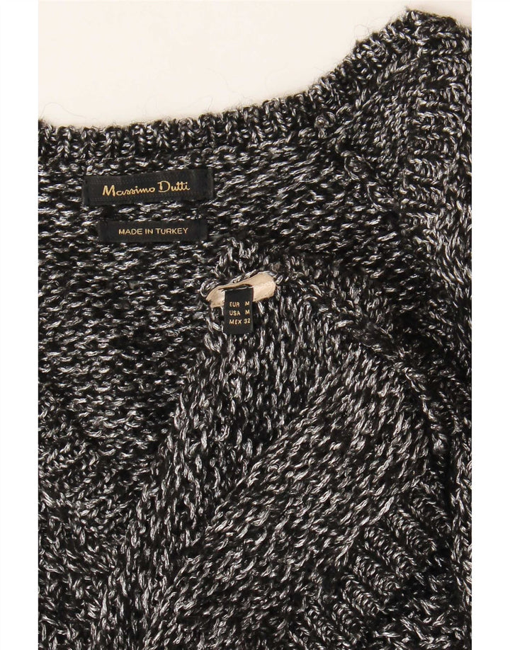 Maglione maglione con scollo a V da donna Massimo Dutti UK 14 Grigio medio chiazzato