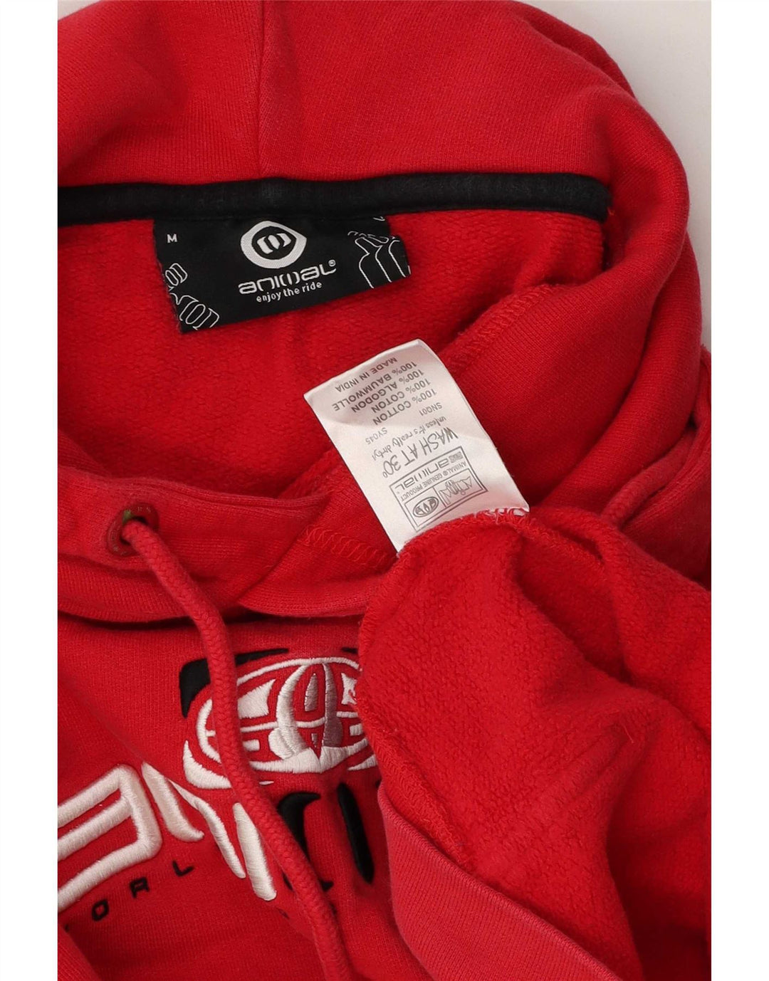 Maglione con cappuccio grafico da uomo Animal in cotone rosso medio