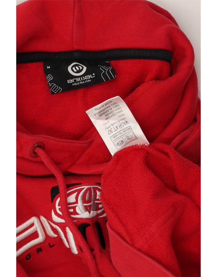 Maglione con cappuccio grafico da uomo Animal in cotone rosso medio