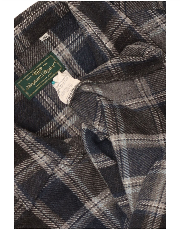 Camicia overshirt da uomo del progetto europeo 2XL lana a quadri blu navy