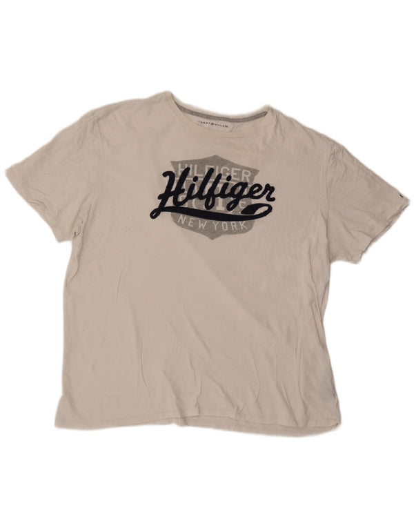 T-shirt grafica da uomo Tommy Hilfiger Top 2XL cotone bianco