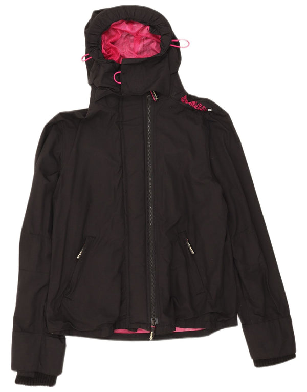 Giacca antipioggia da donna con cappuccio Superdry Windcheater UK 18 XL nylon nero