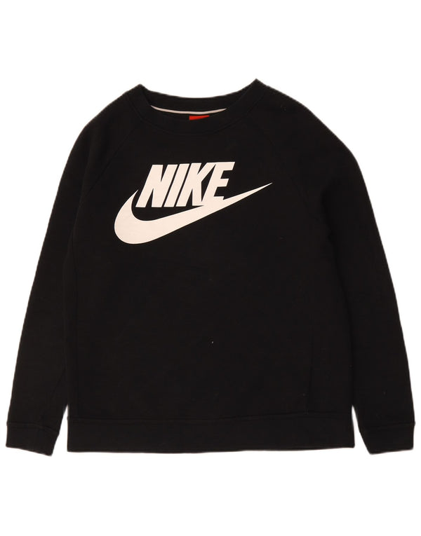 Felpa oversize con grafica Nike da donna UK 10 piccola in cotone nero