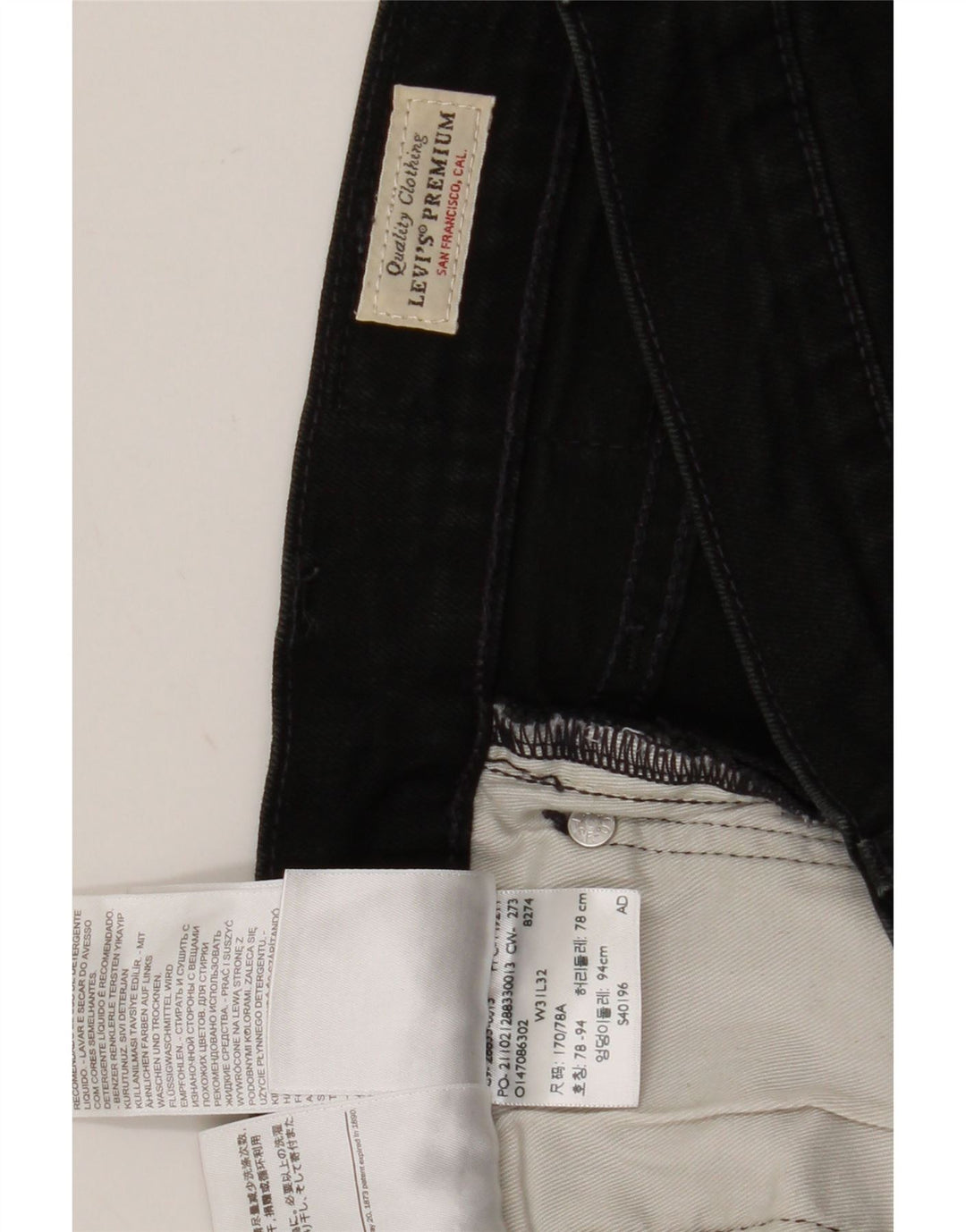 Jeans slim da uomo Levi's W31 L32 cotone nero