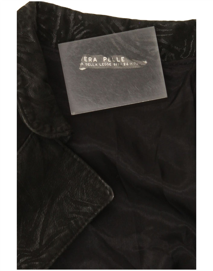 Giacca vintage in pelle scamosciata da donna UK 14 in pelle nera media