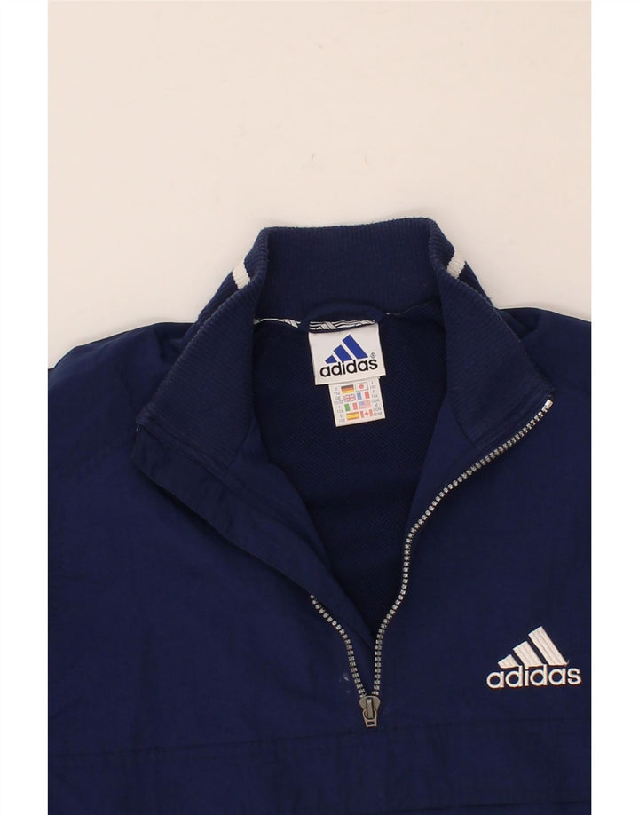 ADIDAS Boys Zip Neck Pullover Tracksuit Top 11-12 Years Medium Navy Blue Vintage Adidas and Second-Hand Adidas from Messina Hembry 