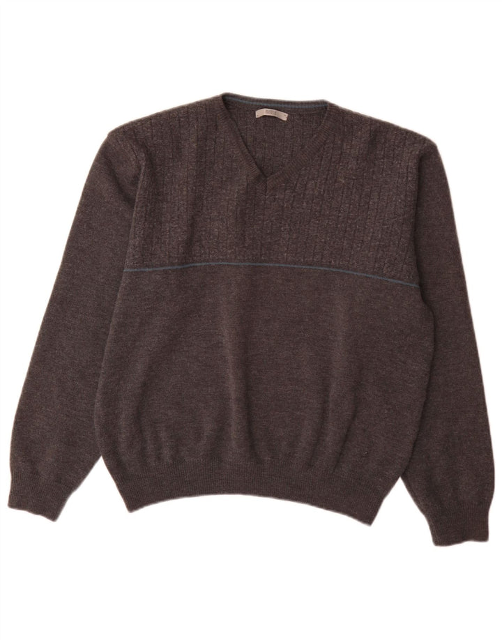 Maglione da uomo con scollo a V Marks & Spencer grande acrilico grigio