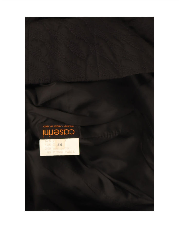 VINTAGE Womens 5 Button Blazer Jacket IT 44 Medium Black Striped Viscose Vintage Vintage and Second-Hand Vintage from Messina Hembry 