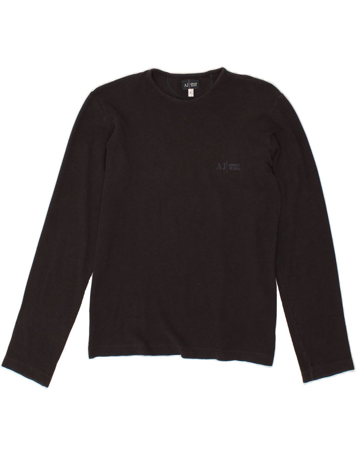 ARMANI JEANS Womens Top Long Sleeve UK 12 Medium Grey Cotton Vintage Armani Jeans and Second-Hand Armani Jeans from Messina Hembry 