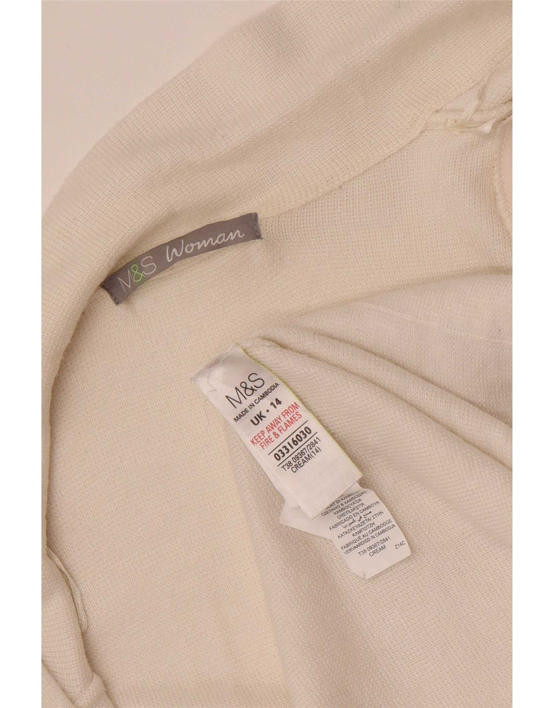 Maglione cardigan aperto da donna Marks & Spencer UK 14 Poliammide beige medio