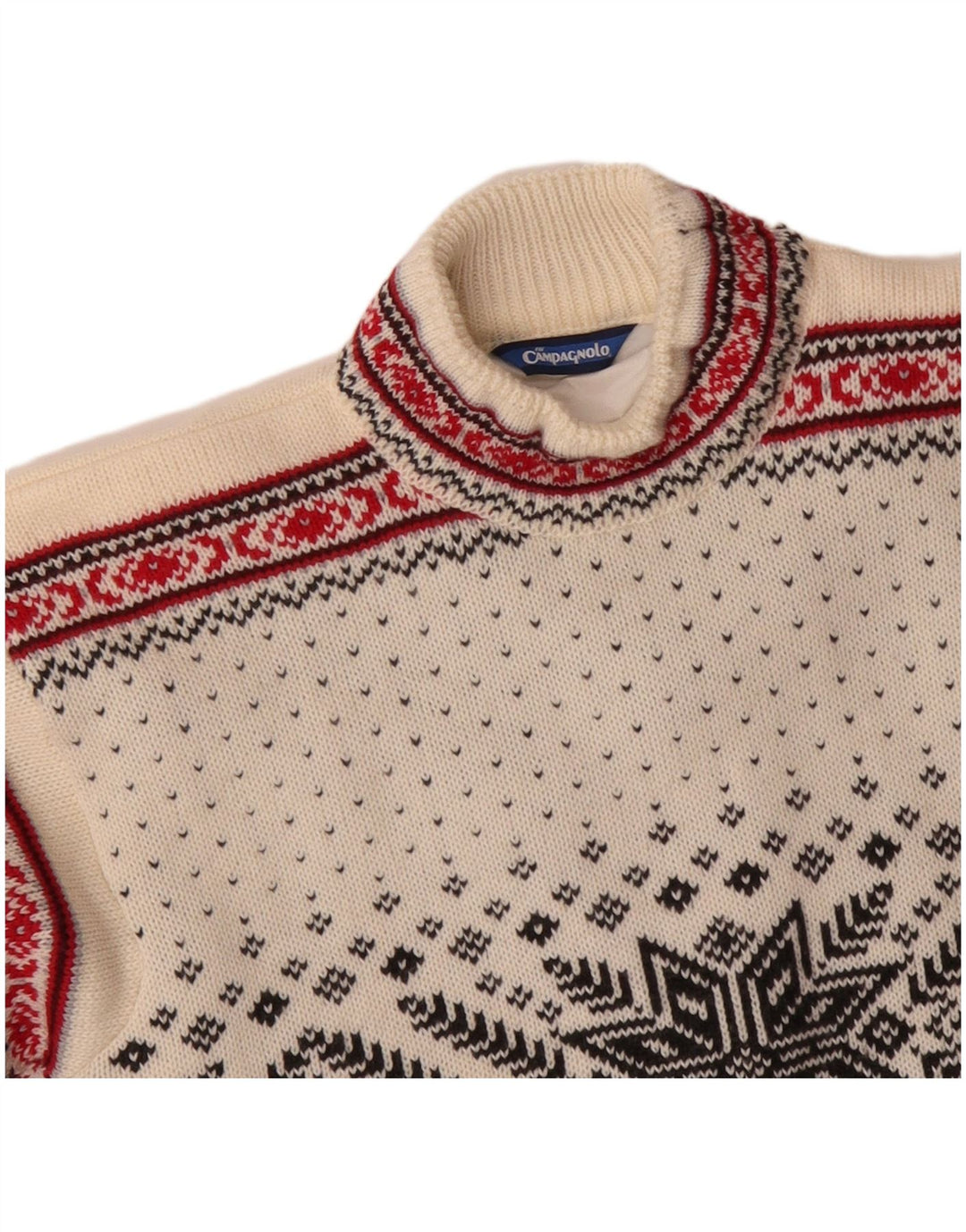 CAMPAGNOLO Maglione da uomo con collo alto e lana Fair Isle bianca media