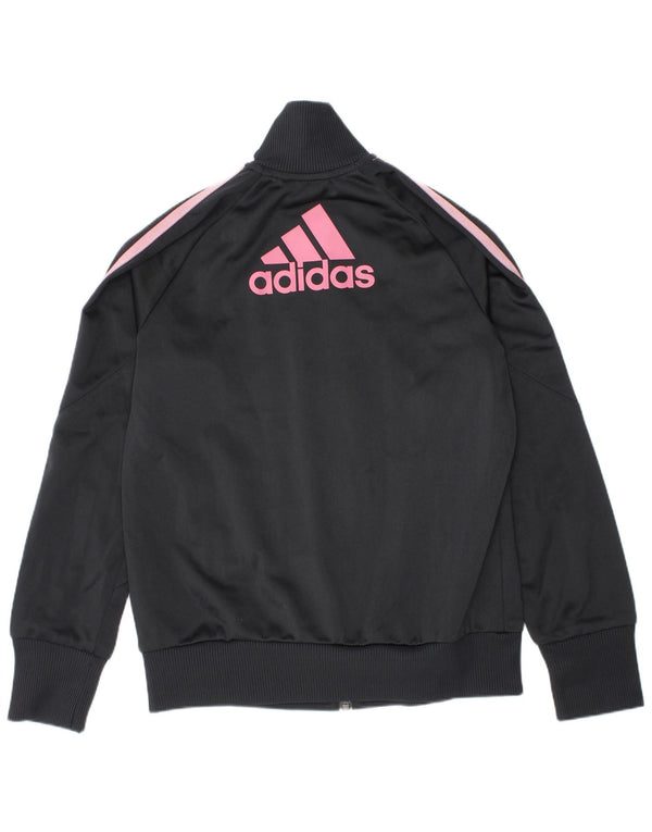 Giacca da ginnastica Adidas per ragazze con grafica 9-10 anni, colore grigio color block