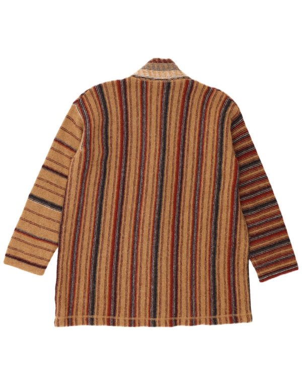 Maglione cardigan vestibilità ampia da donna vintage UK 16 grandi strisce marroni