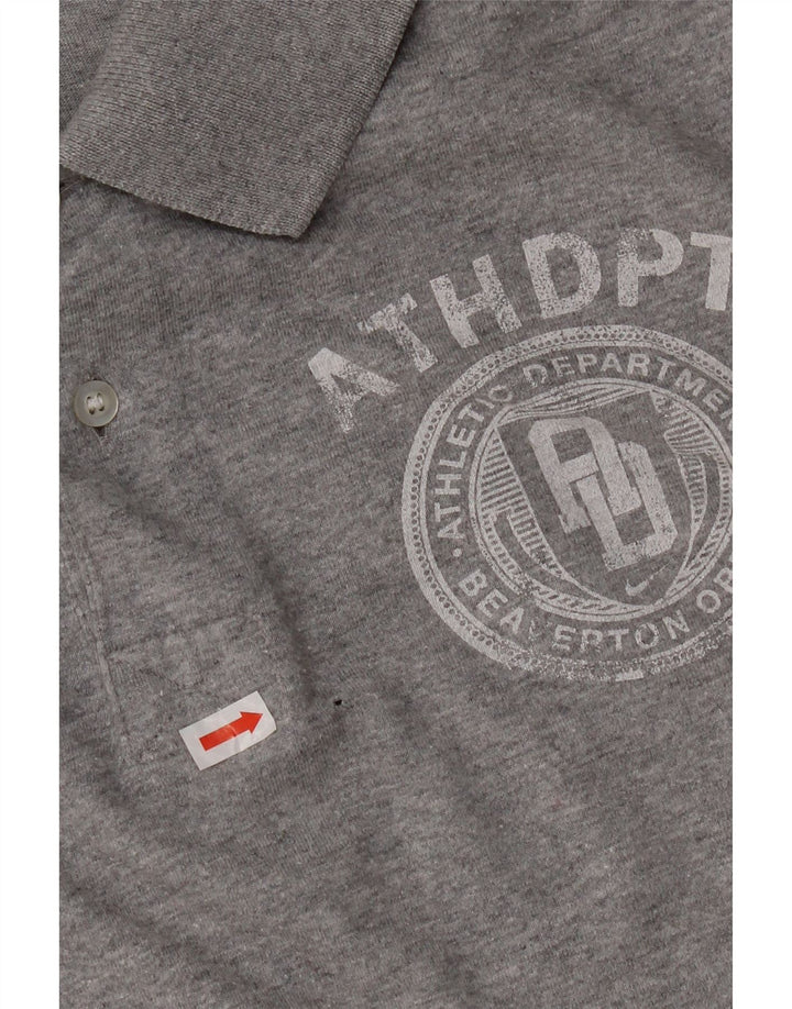 Polo grafica da uomo Nike Large in cotone chiazzato grigio
