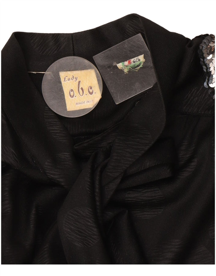 Camicetta da donna vintage con cravatta sul davanti IT 46 grande pois nero