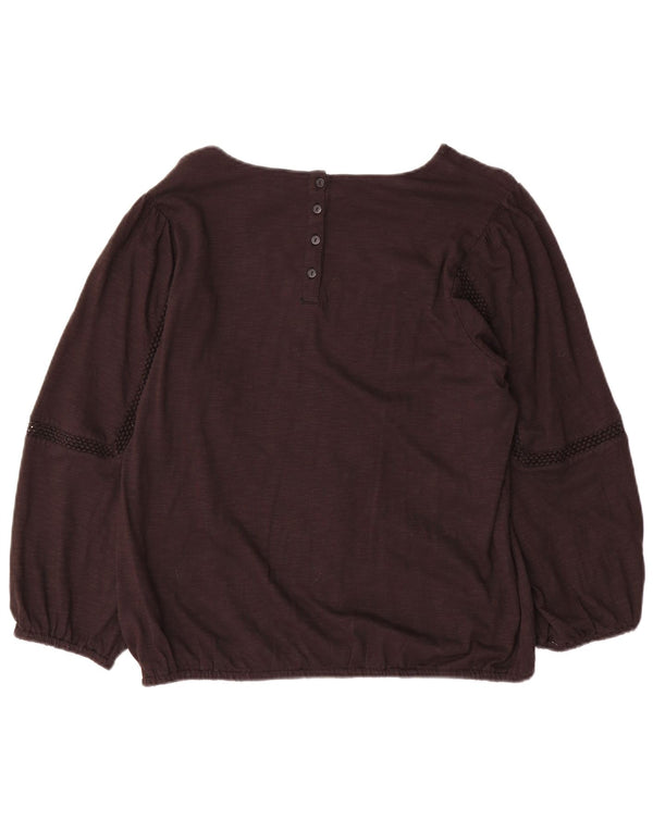 Camicetta a maniche lunghe da donna Fat Face Top UK 14 Large Marrone Cotone