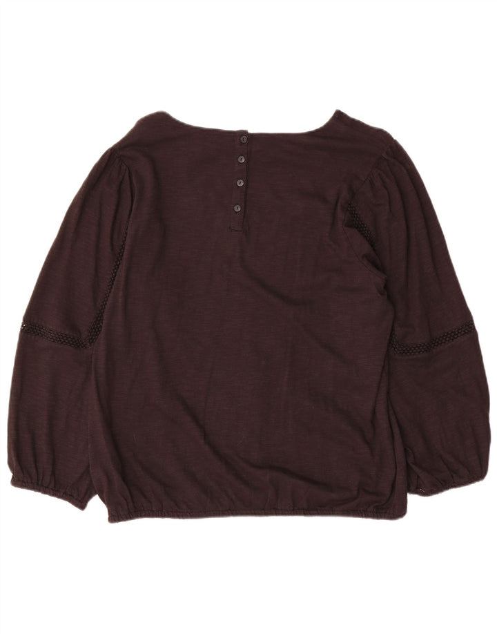 Camicetta a maniche lunghe da donna Fat Face Top UK 14 Large Marrone Cotone