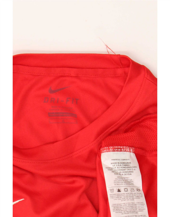 T-shirt grafica Nike da bambino Dri Fit Graphic 12-13 anni Large rossa in poliestere