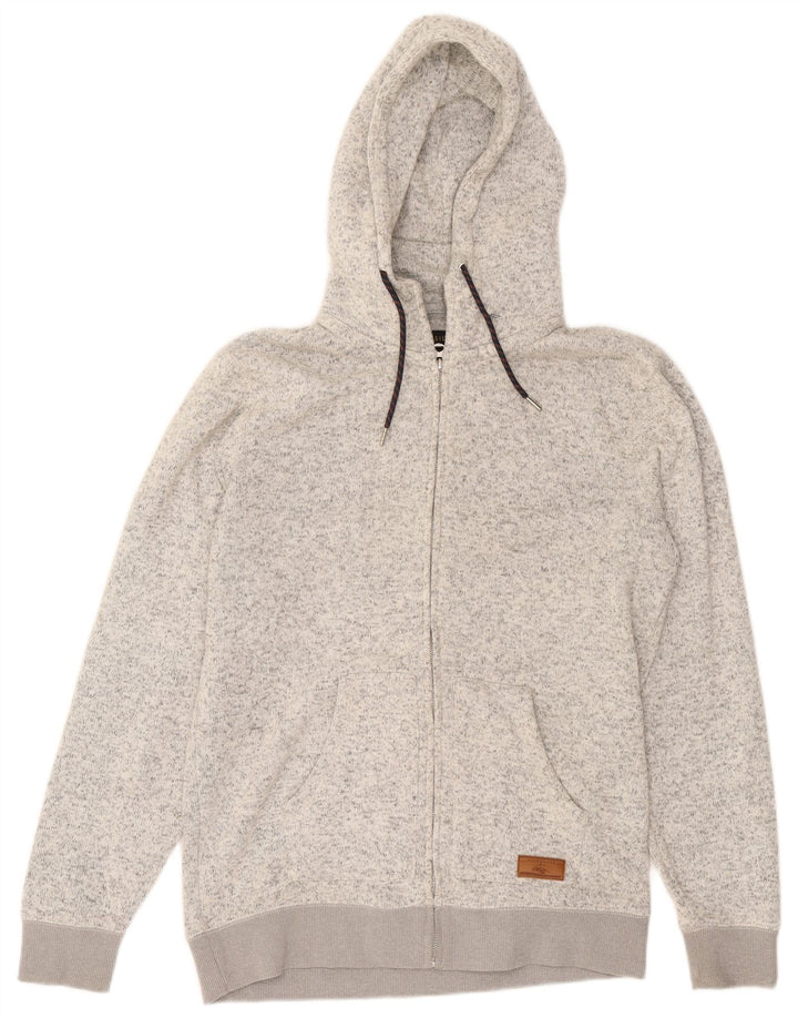 Maglione con cappuccio e zip da uomo Quiksilver, grande poliestere chiazzato grigio