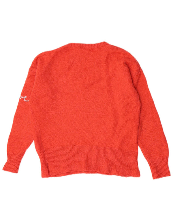 MINT VELVET Womens Graphic Crew Neck Jumper Sweater UK 8 Small Orange