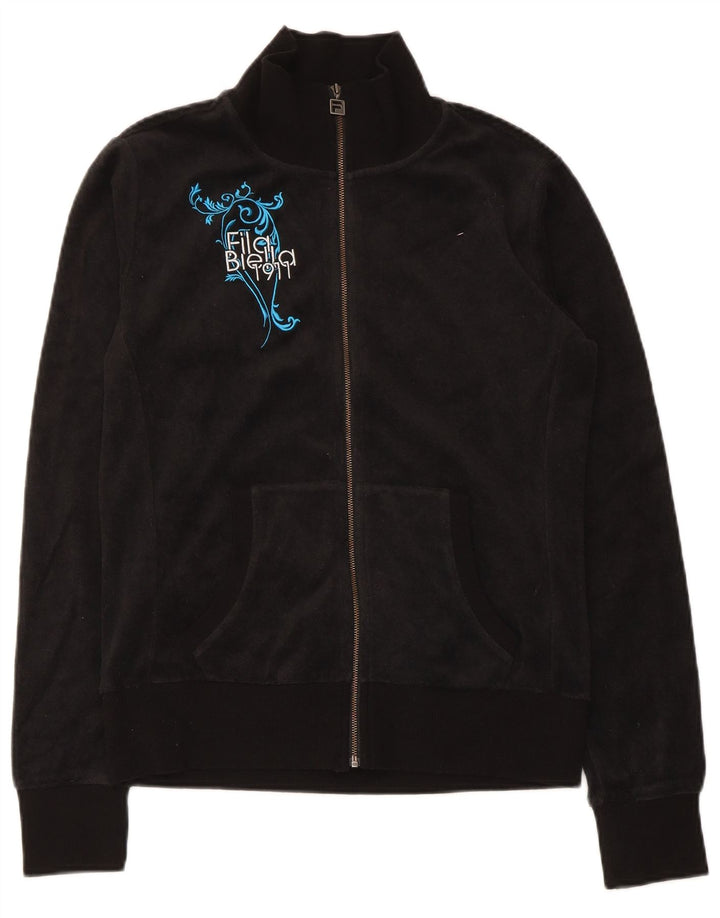 Giacca da ginnastica grafica da donna Fila UK 12 cotone medio nero
