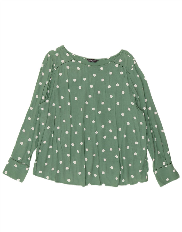 Camicetta a maniche lunghe da donna Marks & Spencer UK 16 Grande pois verde