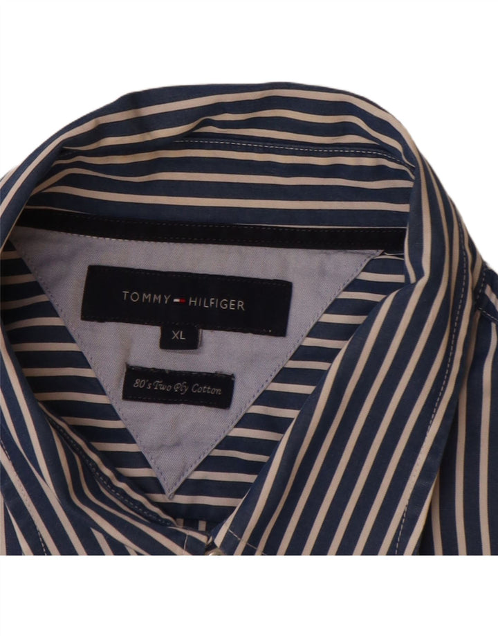 TOMMY HILFIGER Camicia da uomo XL a righe blu navy