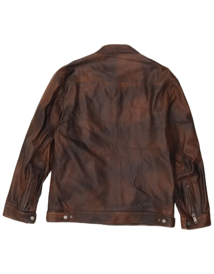 Giacca in pelle bomber da donna DESA UK 12 in pelle tie dye marrone medio