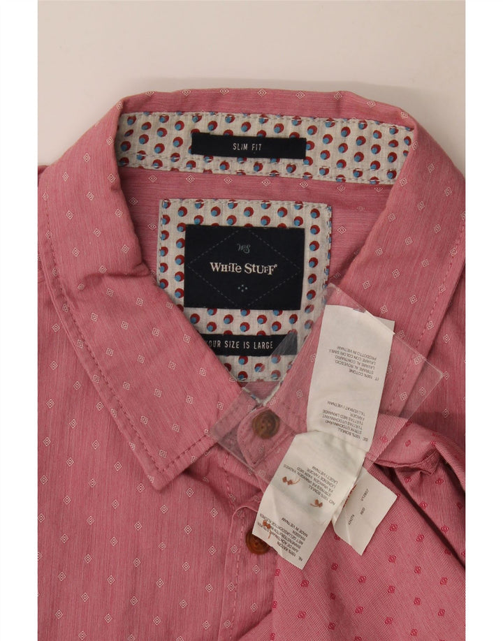 Camicia slim fit da uomo White Stuff grande in cotone maculato rosa