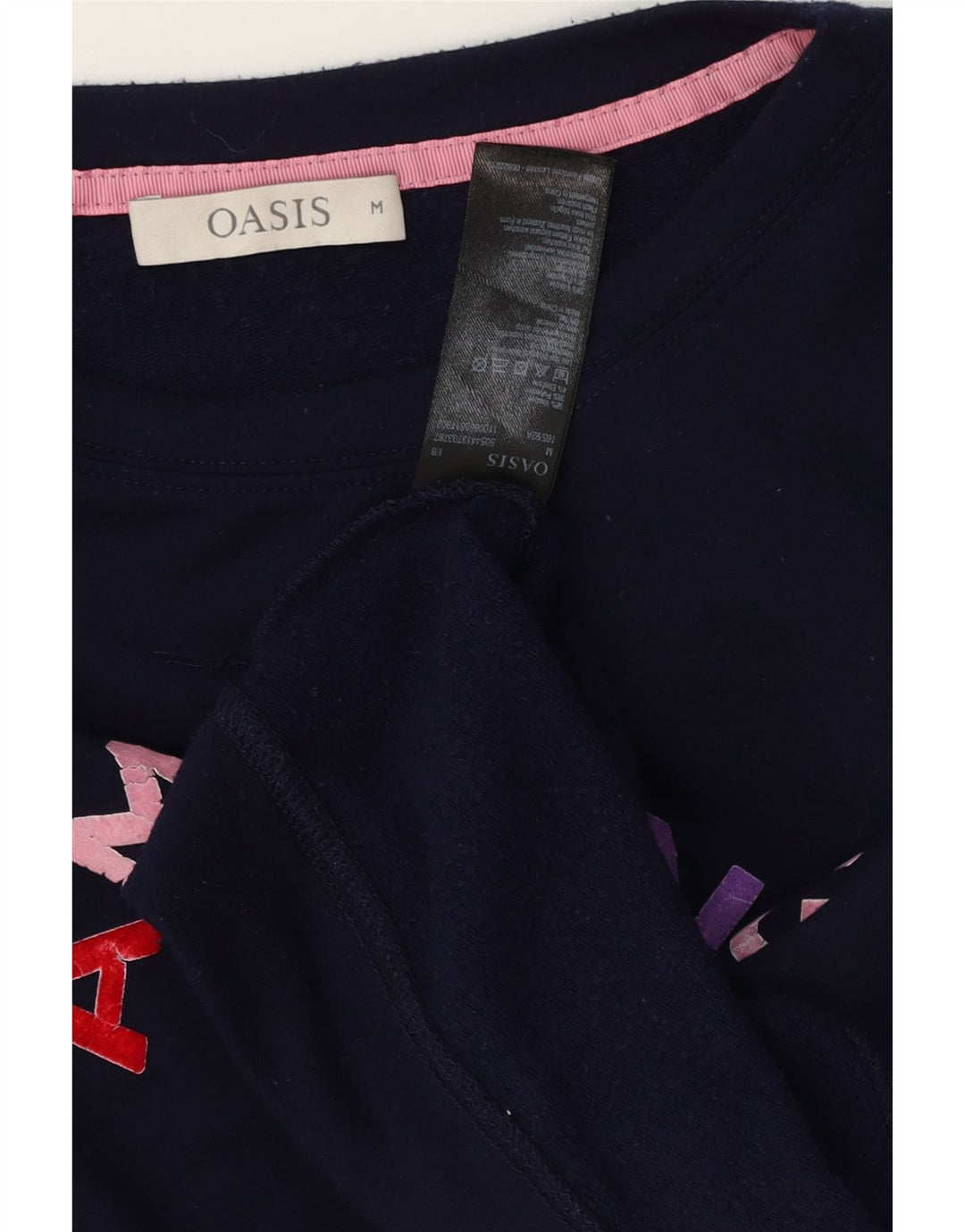 Felpa grafica da donna Oasis UK 14 viscosa media blu navy