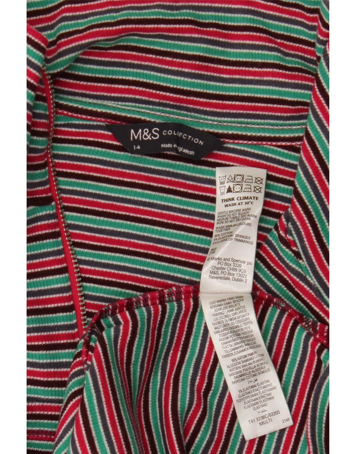 Marks & Spencer Top da donna a maniche lunghe UK 14 medio a righe multicolore