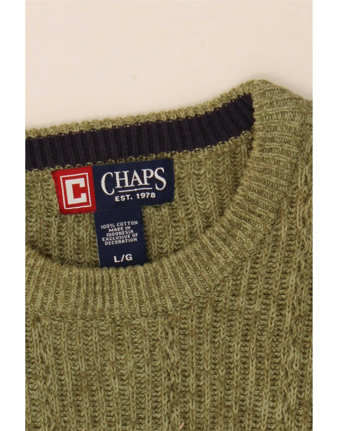 Chaps Uomo Maglione Girocollo Maglione Grande Cotone Maculato Verde