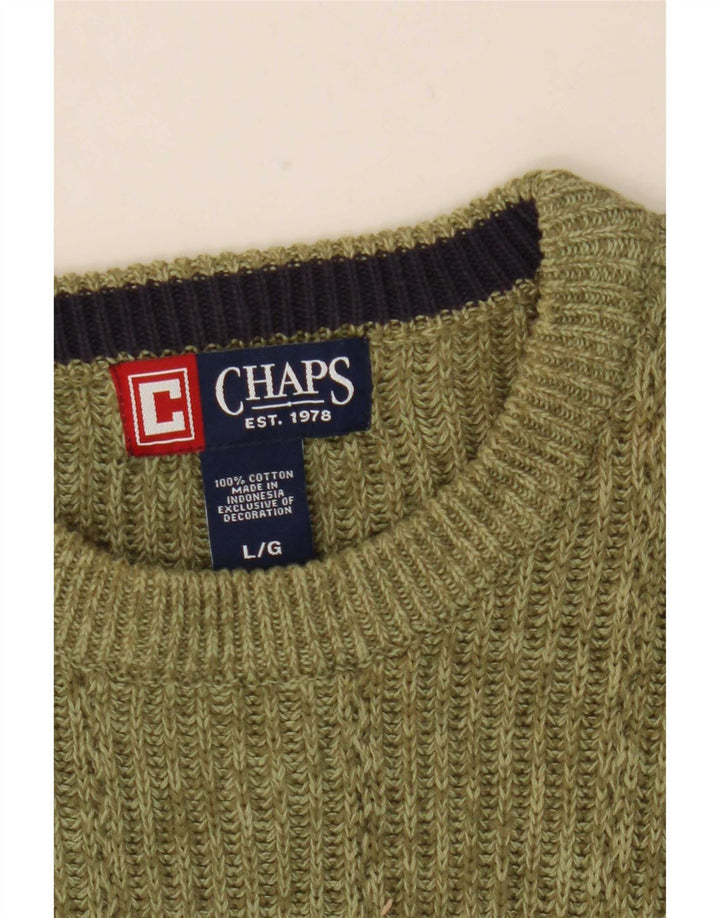 Chaps Uomo Maglione Girocollo Maglione Grande Cotone Maculato Verde