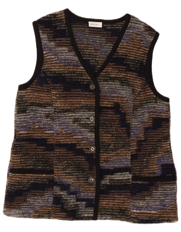 PETER HAHN Maglione cardigan da donna UK 20 2XL a righe multicolore