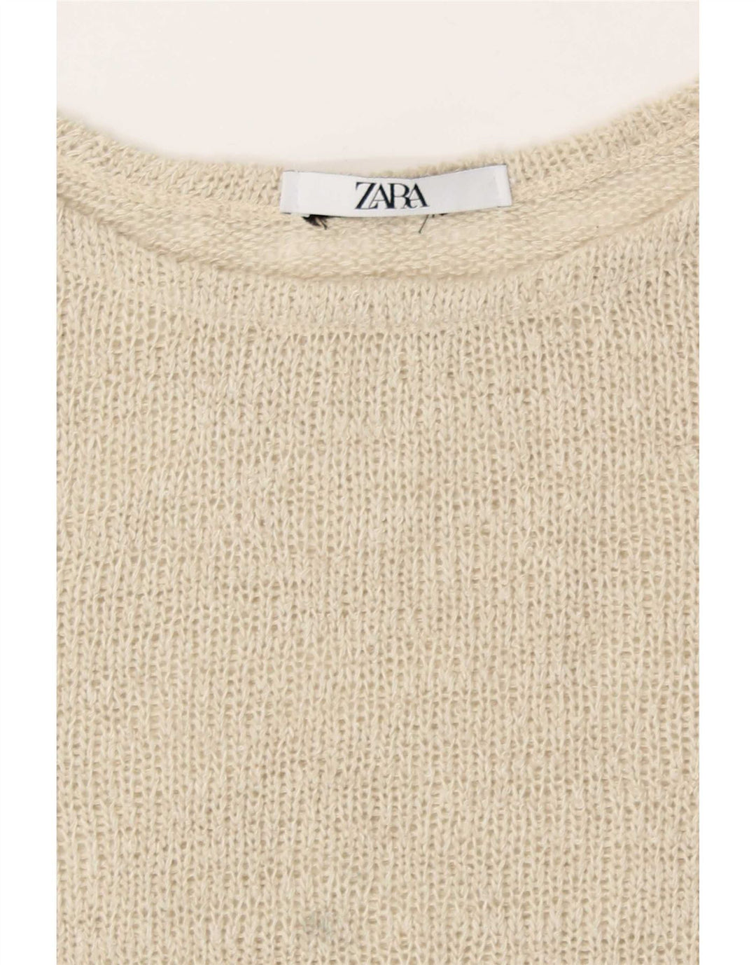 Top corto in maglia Zara da donna, taglia UK 16, grande, beige