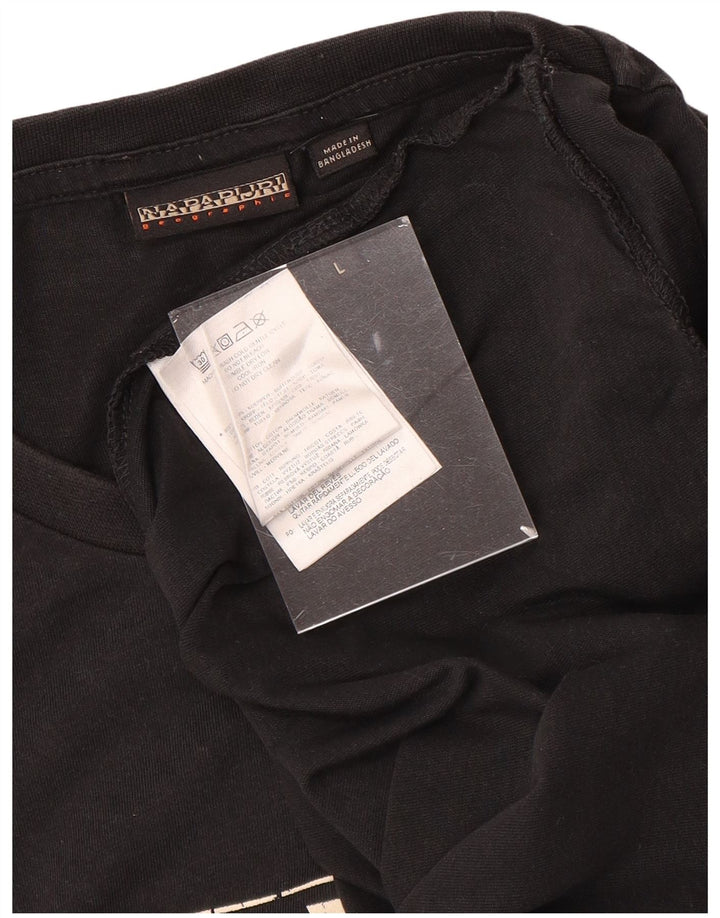 NAPAPIJRI T-shirt grafica geografica da uomo grande in cotone nero