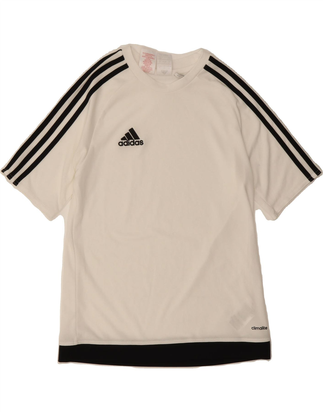 ADIDAS Boys Climalite T-Shirt Top 13-14 Years White Colourblock Polyester Vintage Adidas and Second-Hand Adidas from Messina Hembry 