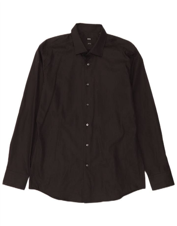 Camicia slim fit da uomo Hugo Boss taglia 41 16 1/2 grande nera