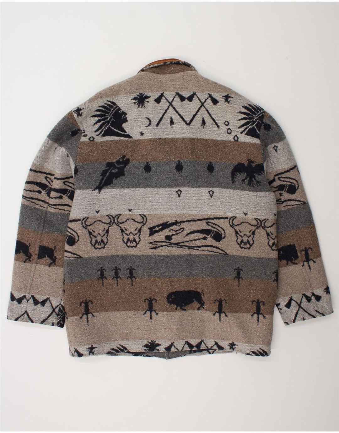 Cappotto giacca a vento vintage da uomo con motivo astratto UK 42 XL Grigio Fair Isle