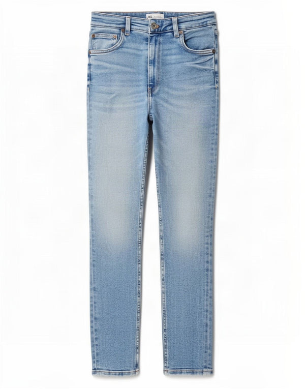 Jeans skinny a vita alta da donna Zara EU 38 Small W28 L27 cotone blu
