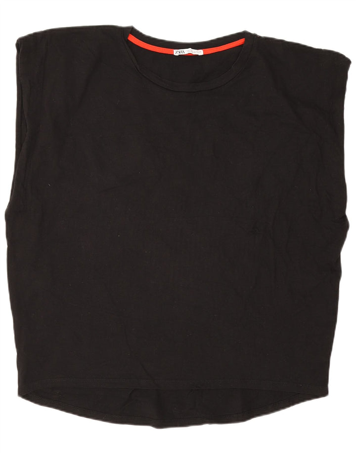 Canotta oversize da donna Zara UK 12 cotone nero medio