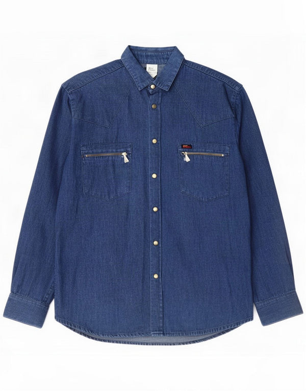 Roy Rogers Camicia di jeans da uomo in cotone blu medio