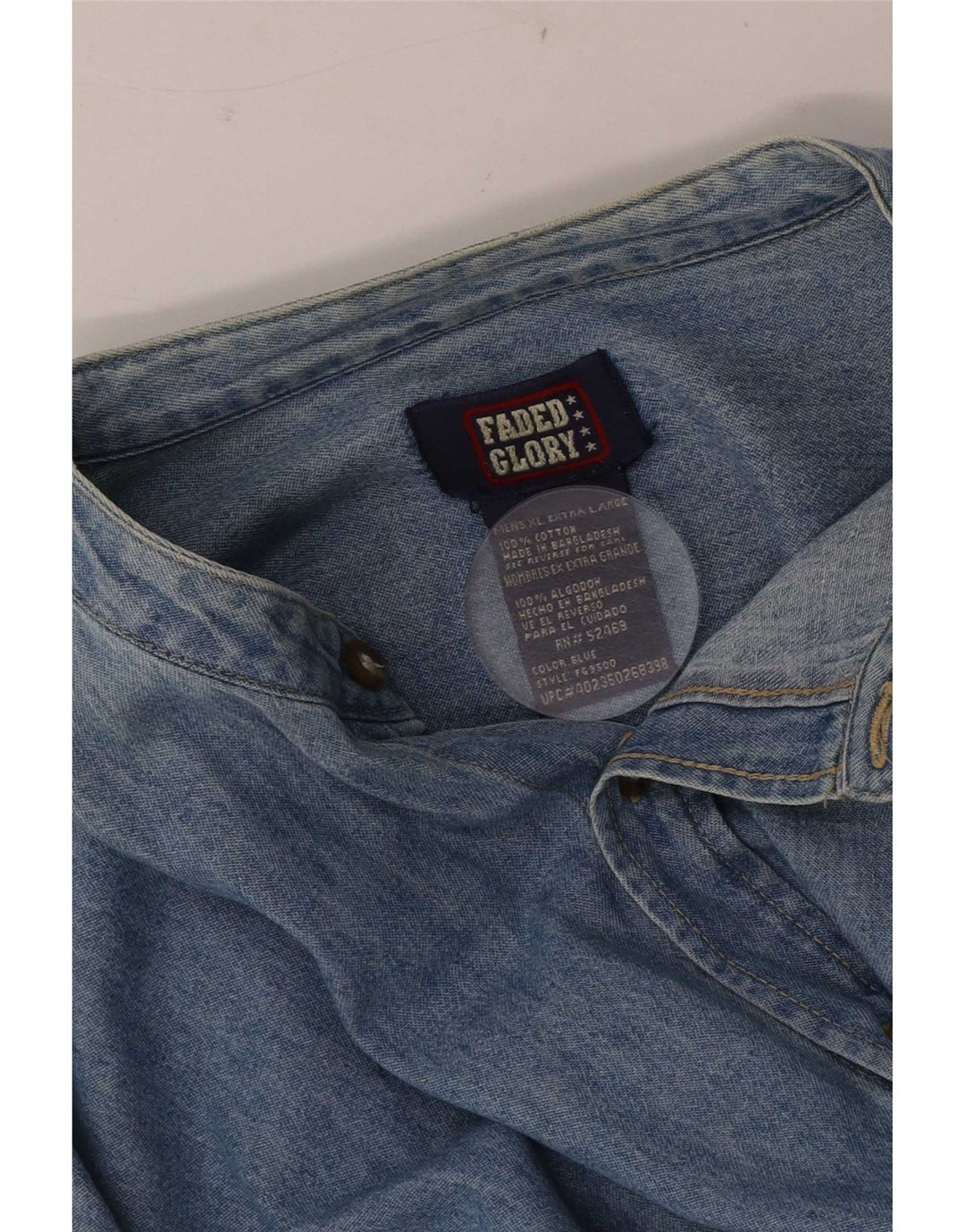 Camicia di jeans da uomo Faded Glory XL in cotone blu