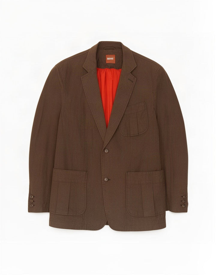 Giacca blazer da uomo a 2 bottoni Hugo Boss EU 54 2XL cotone marrone