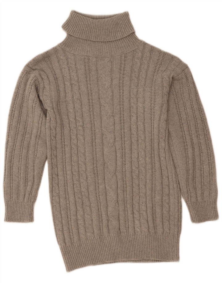 Maglione maglione vintage da donna con collo alto UK 12 Poliestere grigio medio