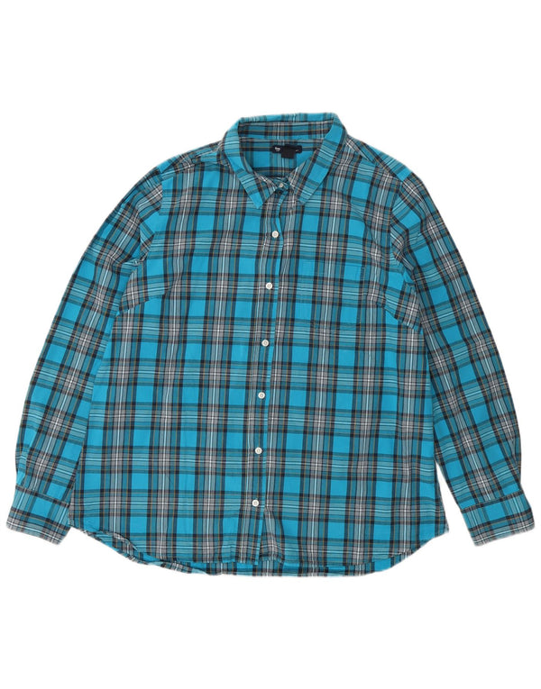 Gap Womens Boyfriend Fit Shirt UK 16 Large Blue Check Cotton