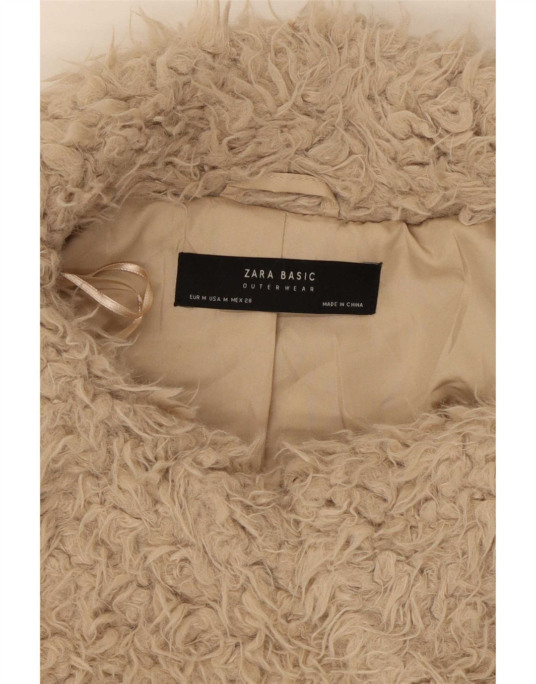 Giacca da donna in pelliccia sintetica Zara UK 14 Poliestere beige medio