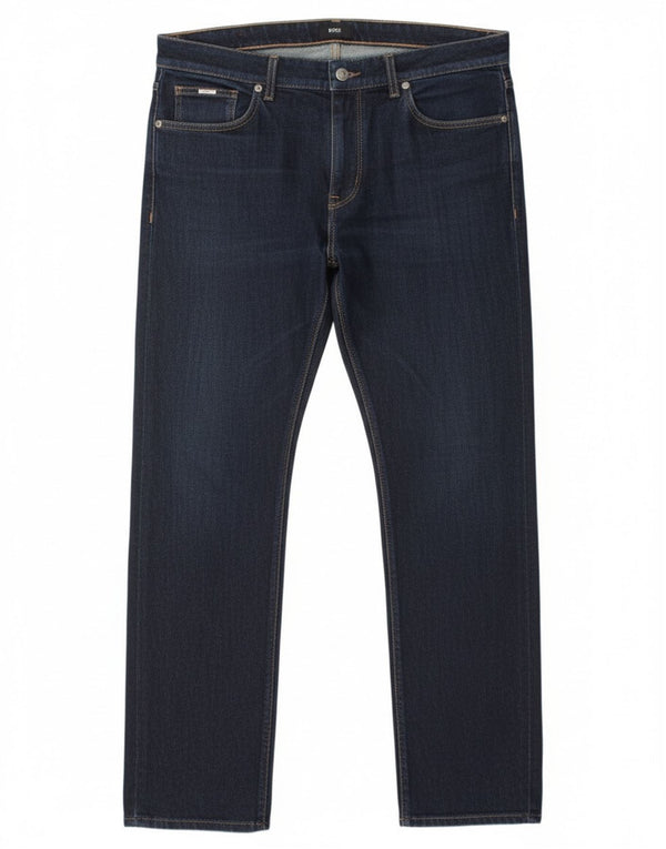 Jeans dritti da uomo Hugo Boss W36 L30 cotone blu navy