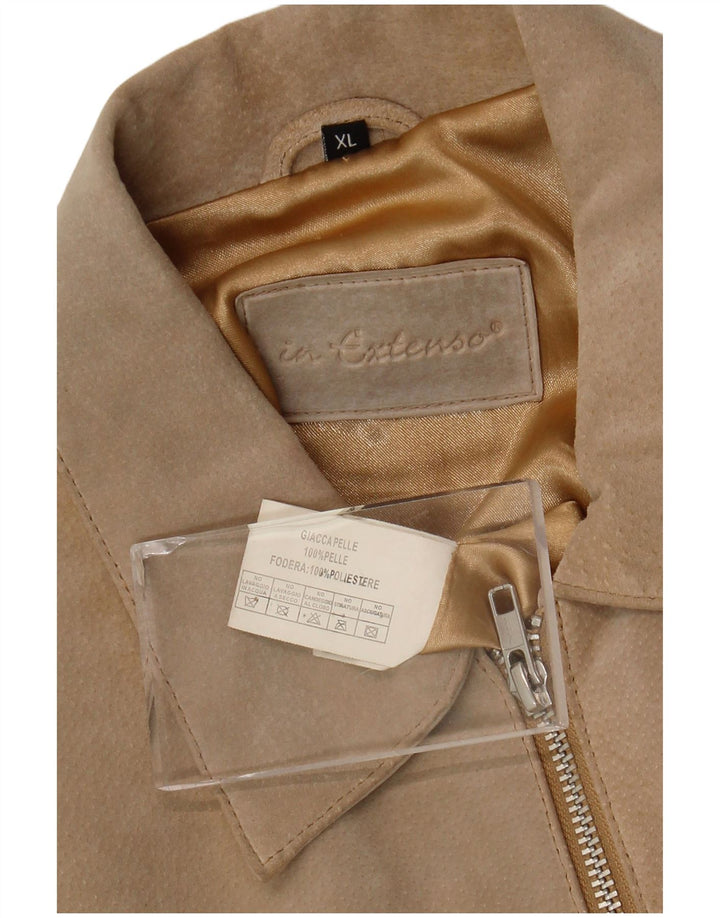 Giacca in pelle scamosciata corta da donna In Extenso UK 18 XL Pelle beige