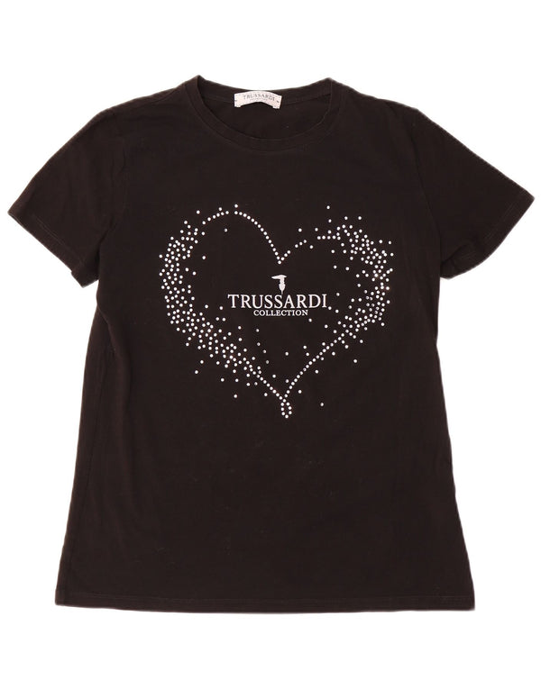T-shirt grafica da donna Trussardi Top UK 20 2XL cotone nero